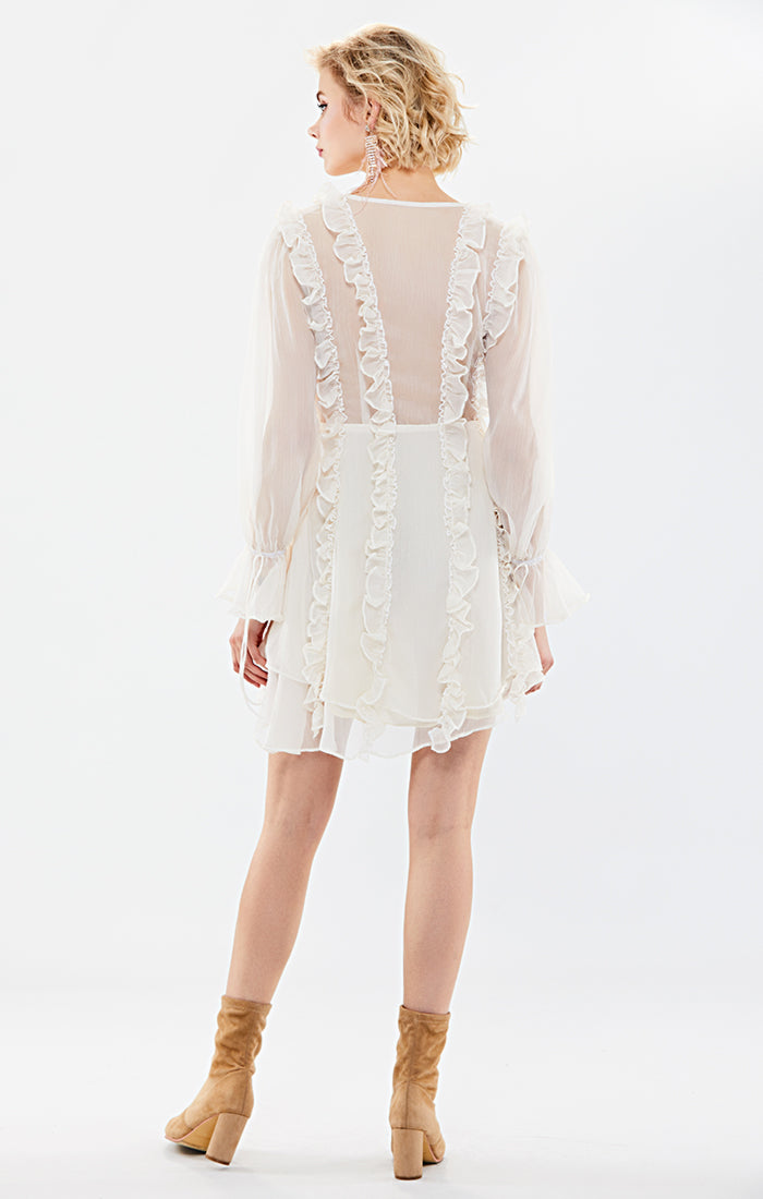 Lace Cross Strap Chiffon Dress