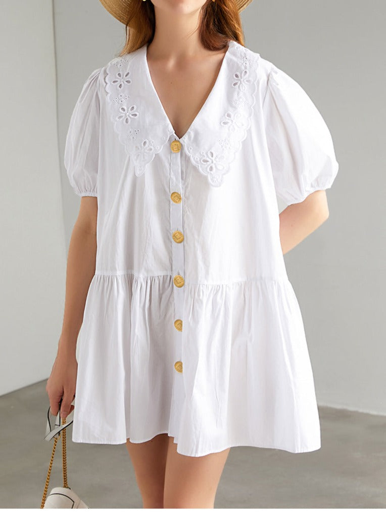 Cecille Puff-Sleeve Dress