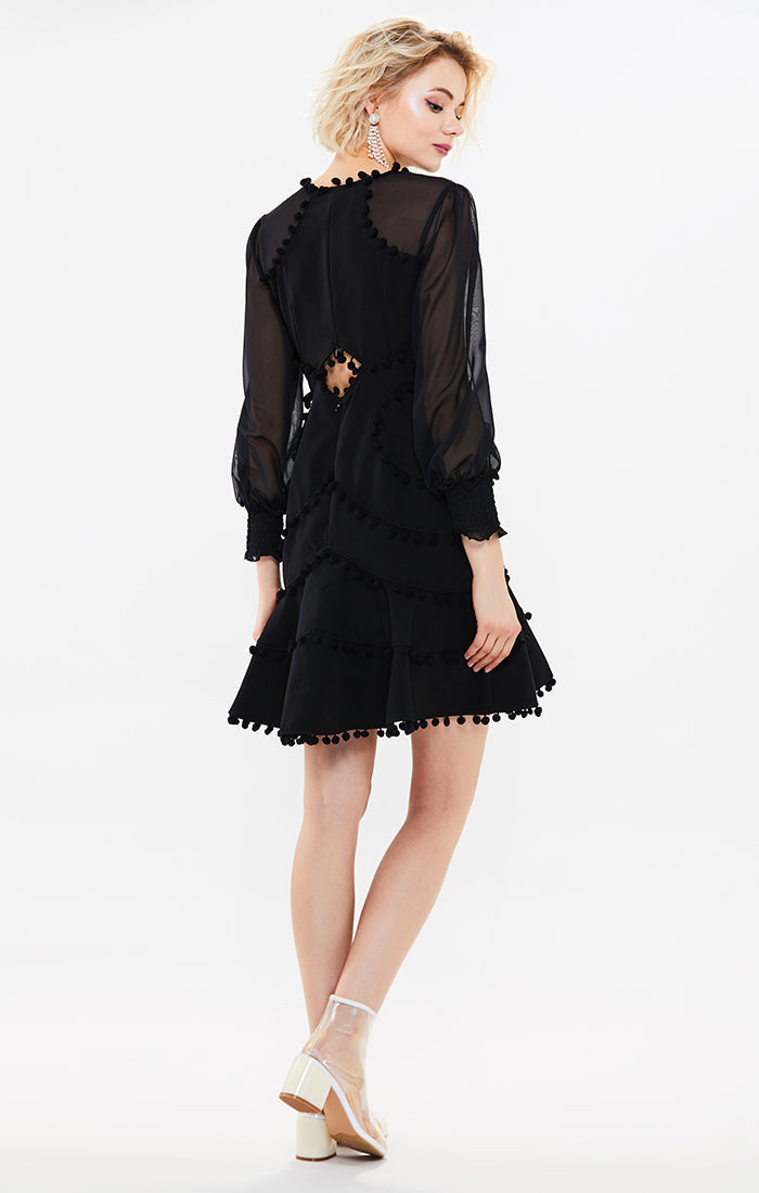 V-Neck Cutout Tassel Dress