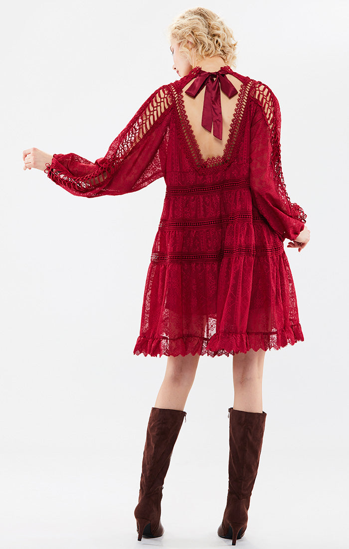 Hollow Collar Bow Tie Dress