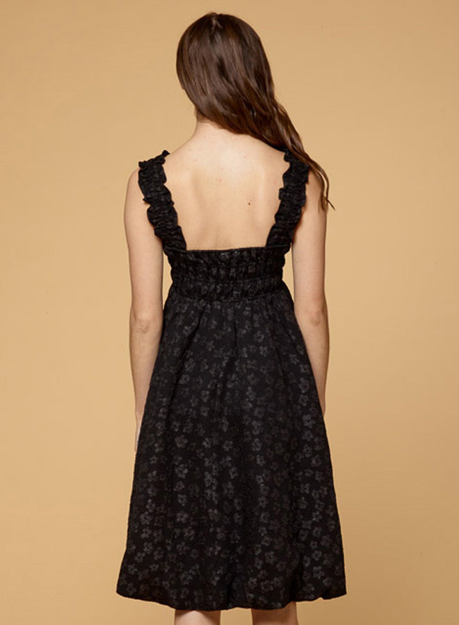 Flower Print Sling Pleated Dress
