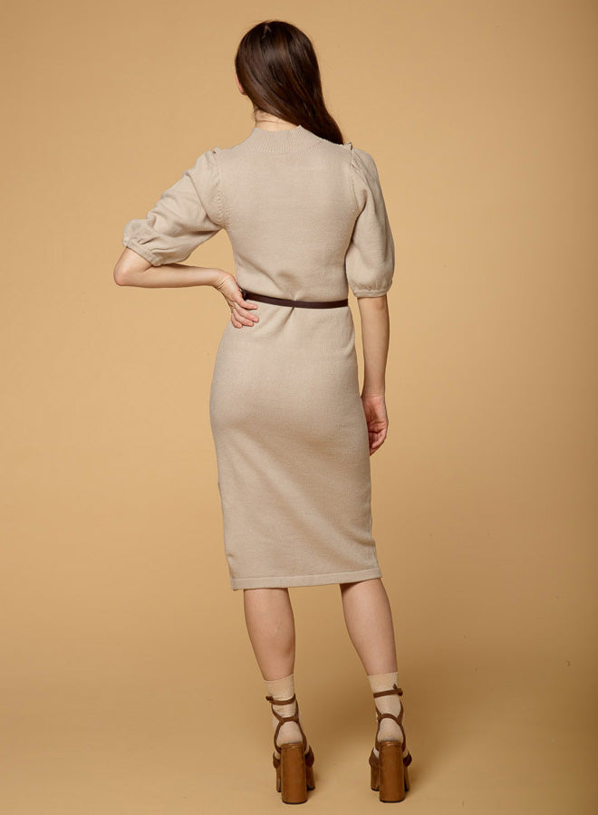 Pullover Ruffle Slit Knitted Dress
