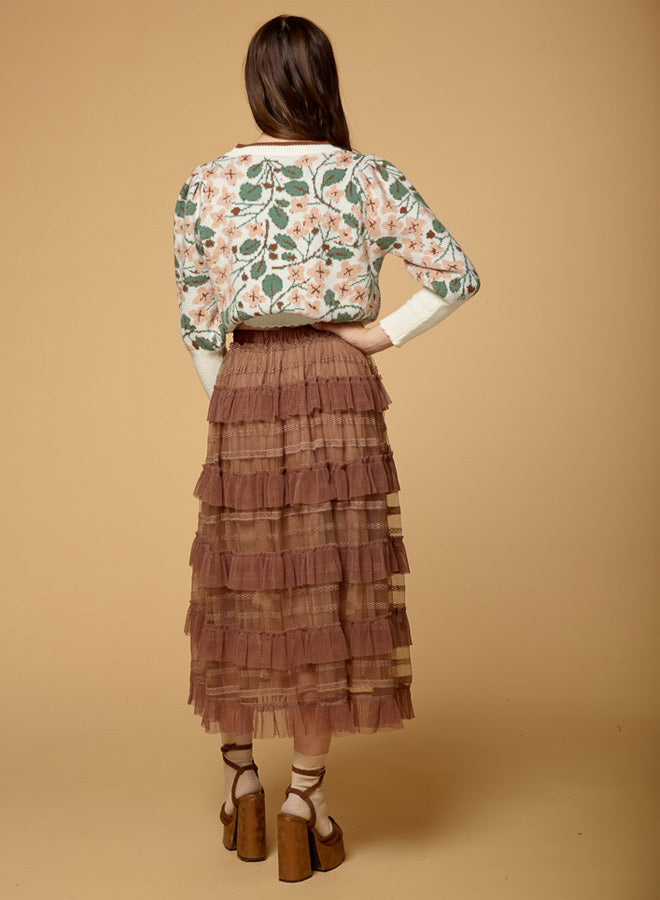High Waist Layers Ruffles Skirt