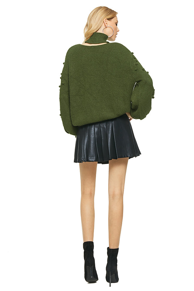 Hairy Balls Sleeve Knitted Tops