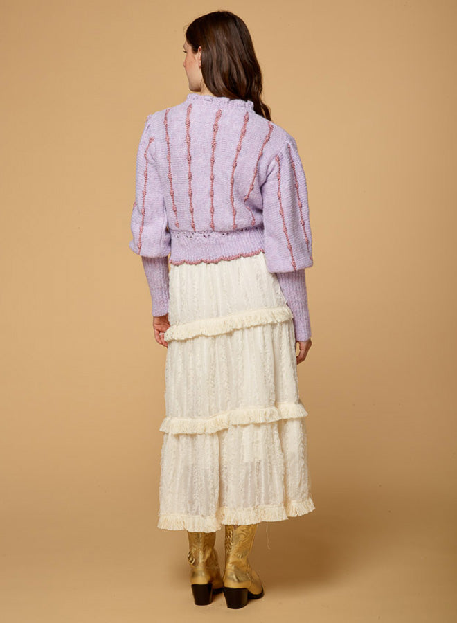 Lantern Sleeve Pullover Embroidered Sweater