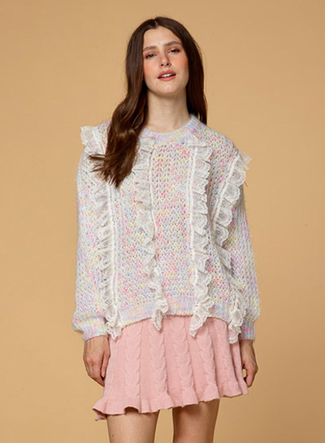 Lace Loose Pullover Knit Sweater
