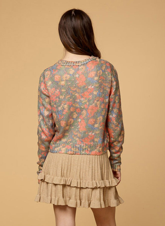 Flower Pattern Knitted Sweater