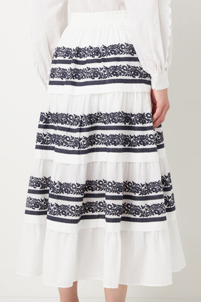 Embroidered High Waist Skirt