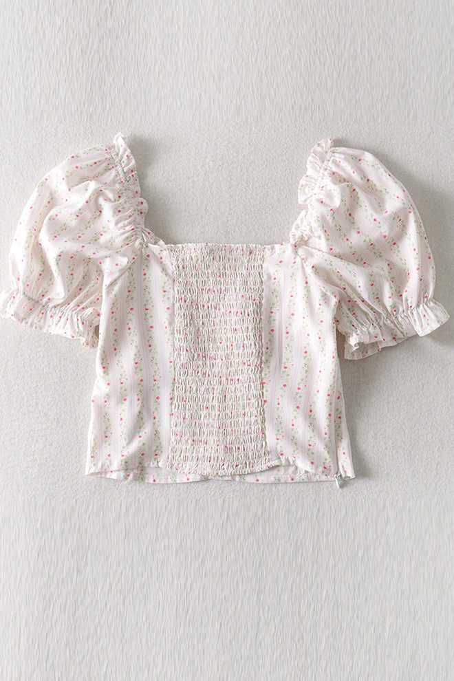 Ruffled Square Collar Top