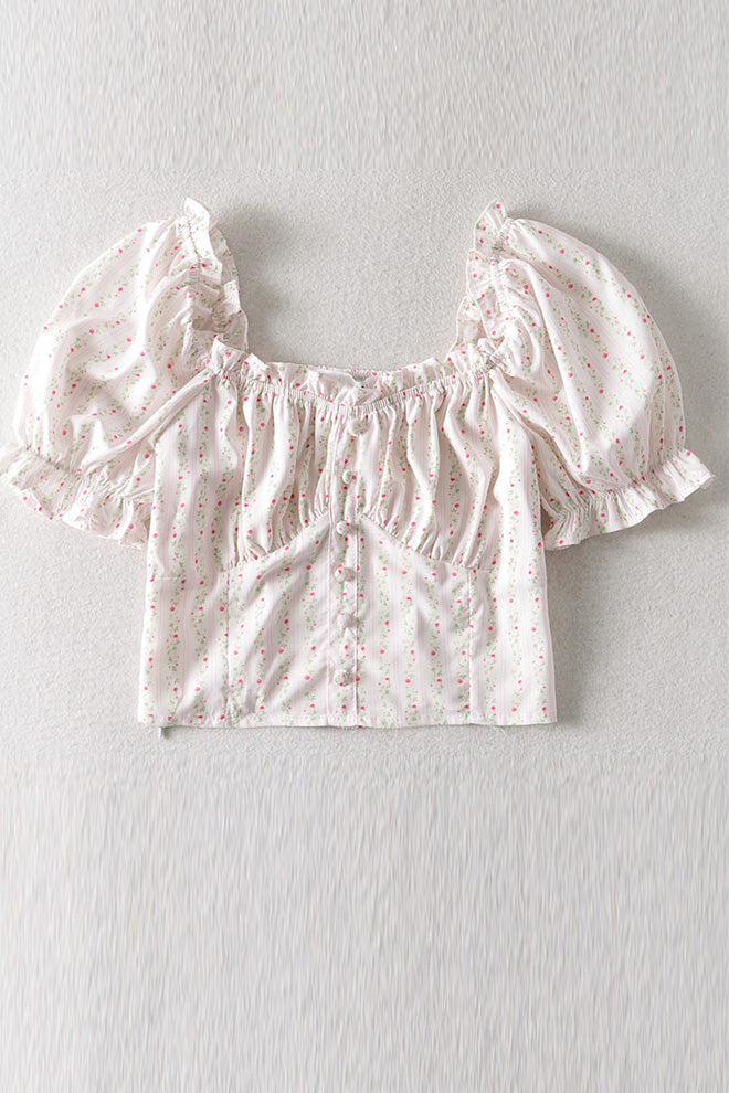 Ruffled Square Collar Top