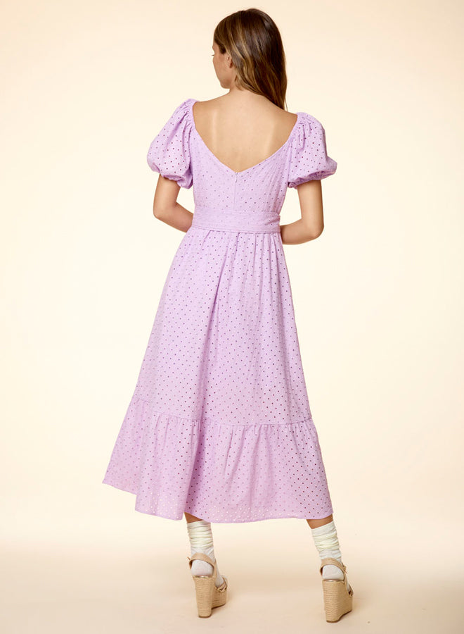 Puff Sleeve Waistband Stitching Dress