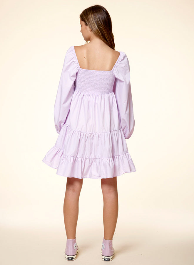 Square Collar Lantern Sleeve Dress