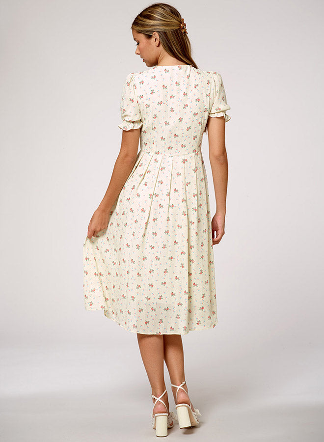 V-Neck Floral-Print Tiered Dress