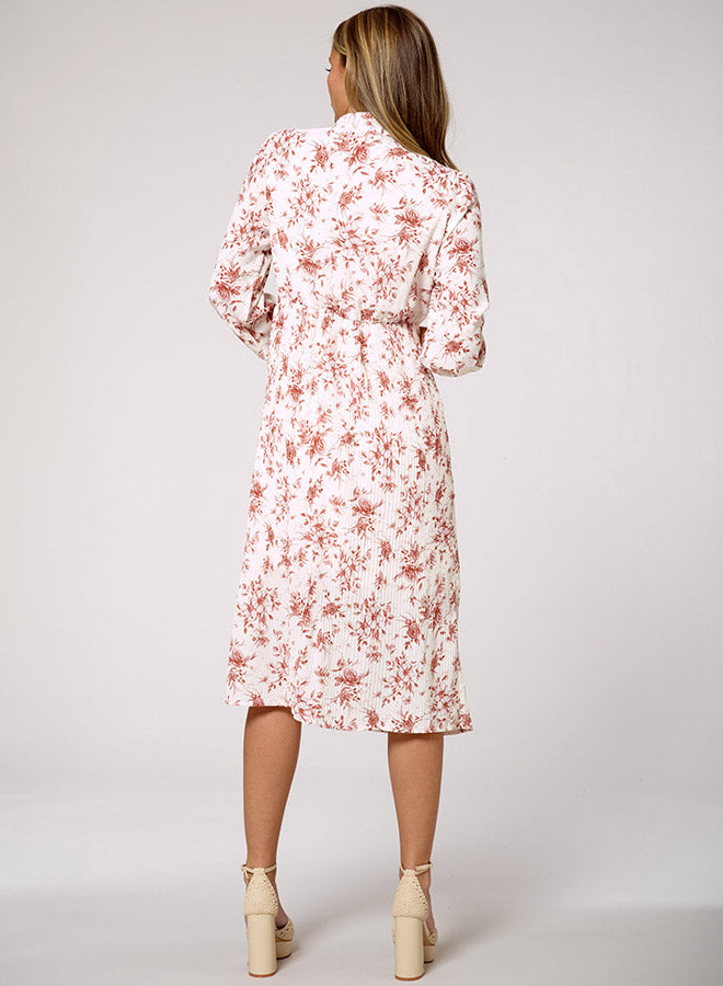 Floral Tie-Neck Midi Dress