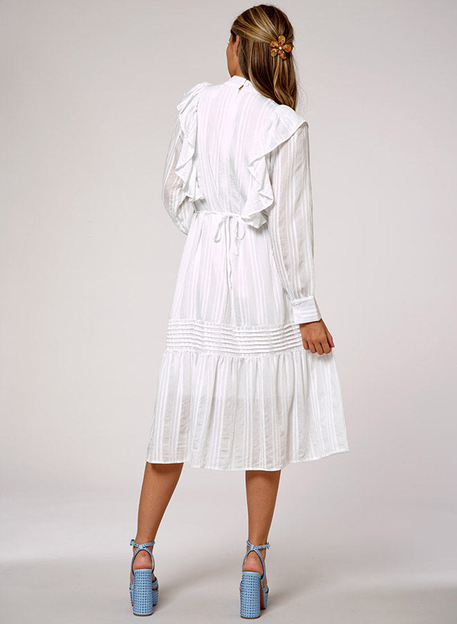 Long Sleeve Crinkle Ruffle Dress