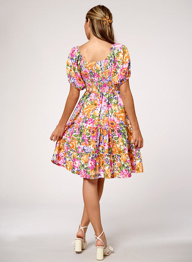 Floral-Print Tiered Dress