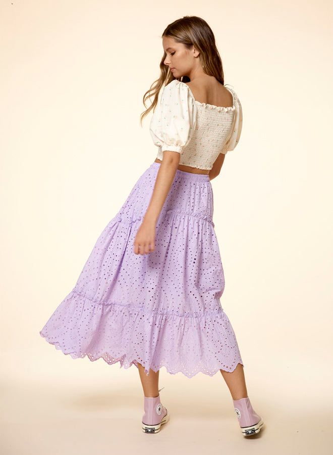 Embroidered High Waist Skirt