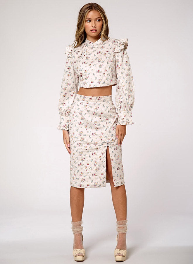 Side-Slit Prited Skirt