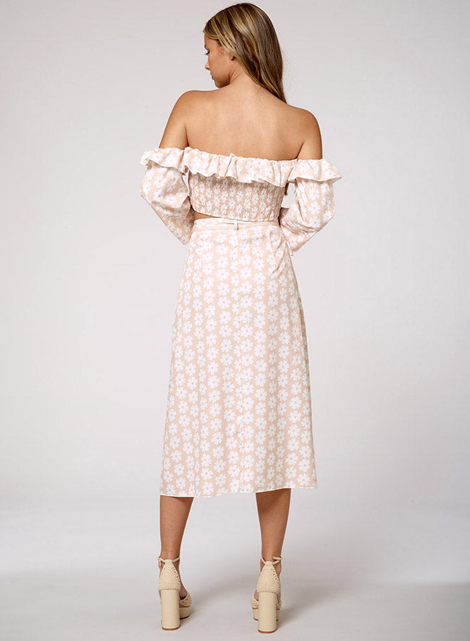 Floral Side-Slit Midi Skirt