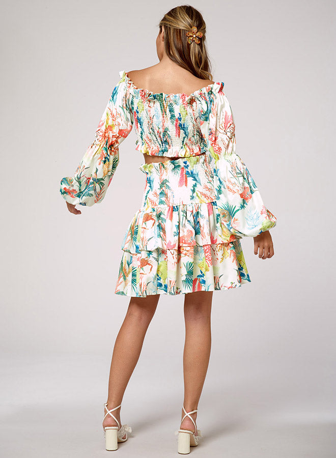 Floral-Print Pleated Skirt
