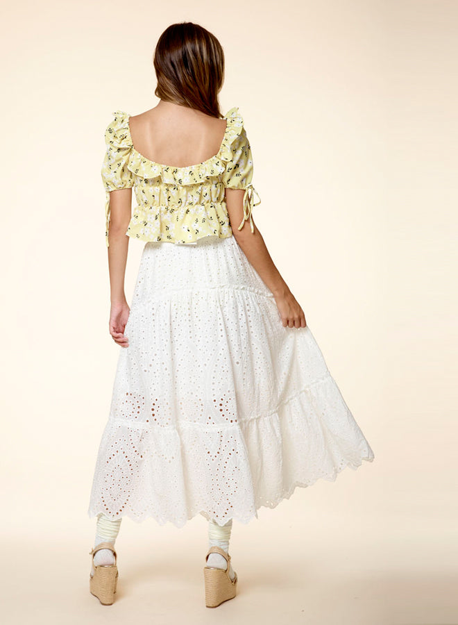Tied Front Floral Printed Puff Sleeve Top