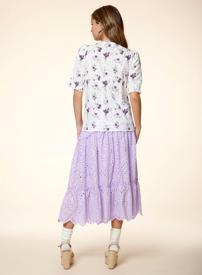V-Neck Embroidered Hollow Out Top