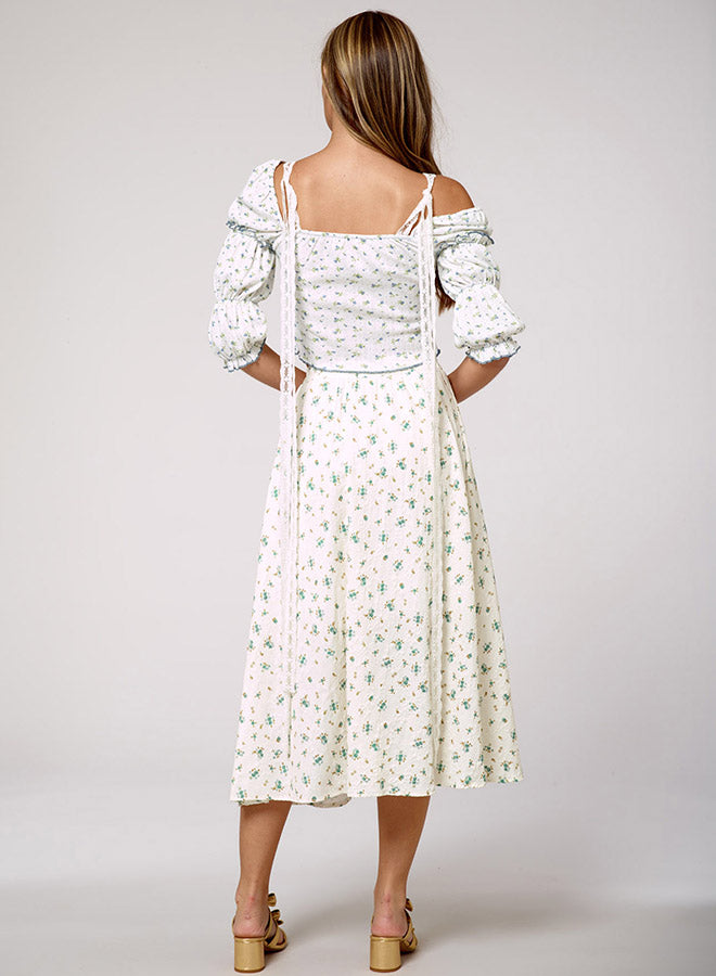 Floral-Print Bubble Sleeve Top