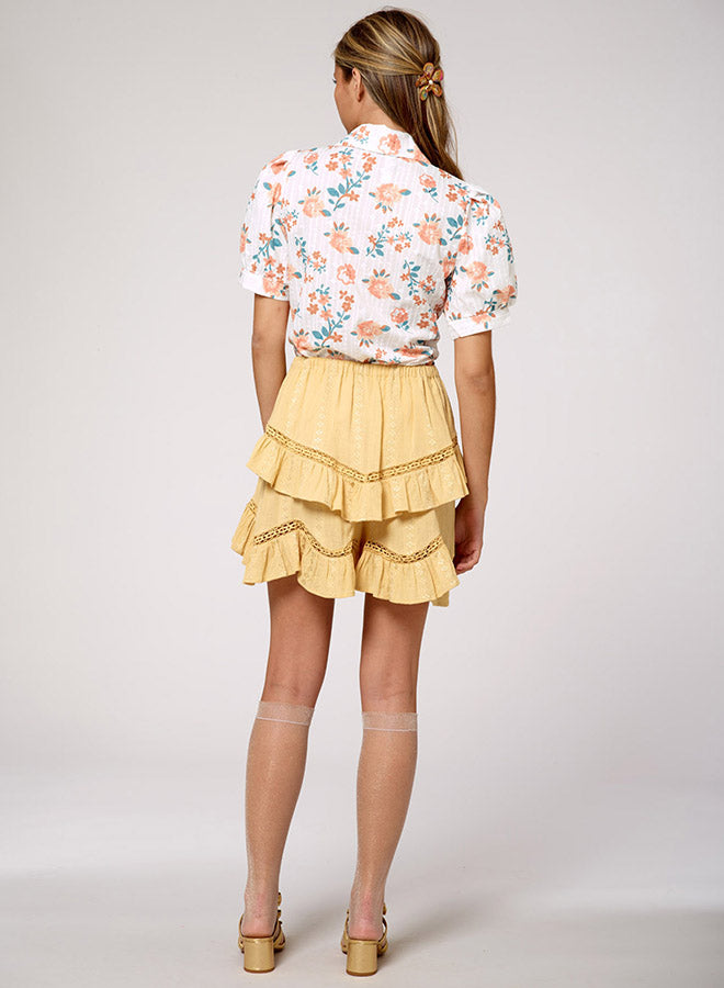 Lapel Floral-Print Top