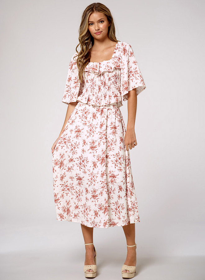 Floral-Print Ruffle Top