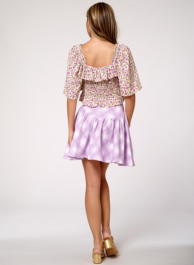 Floral-Print Ruffle Top