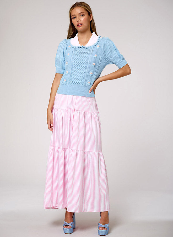 Bubble Sleeve Embroidery Sweater