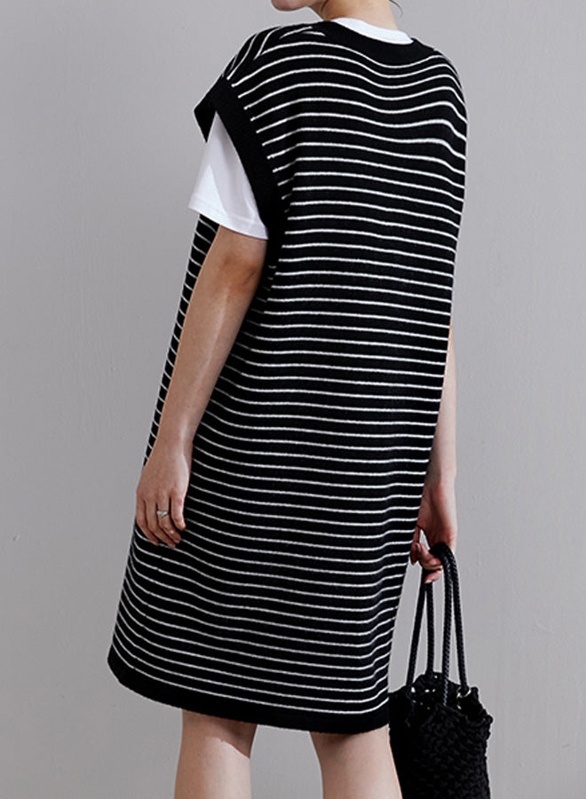Stripe Sleeveless Vest Dress