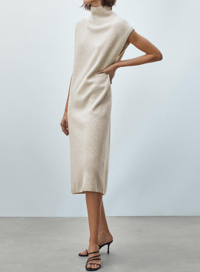 High Neck Sleeveless Slim Dress