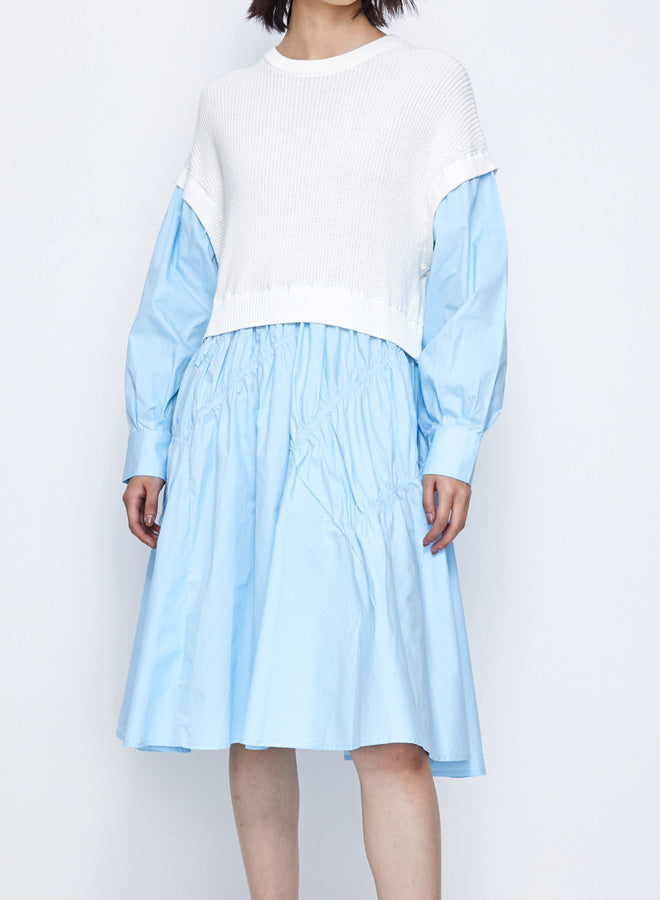Knit Stitched Pleated Dress
