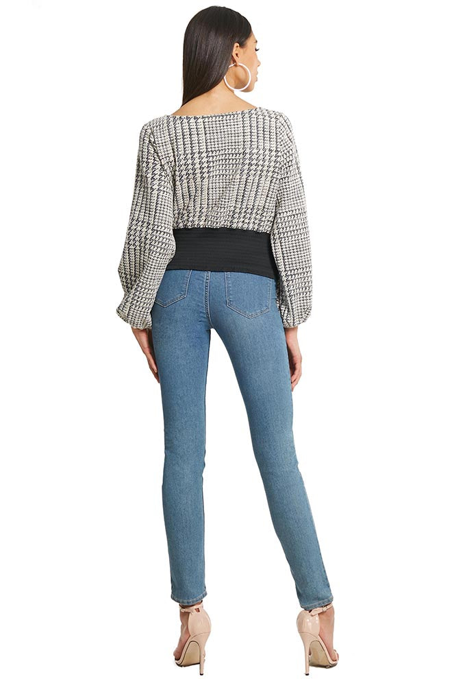 Round Neck Waist Belted Top