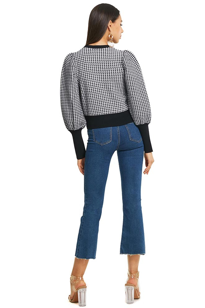 Lantern Sleeve Plaid Top