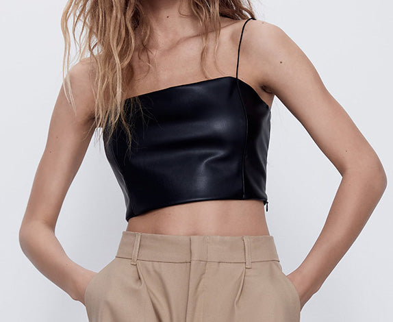 Sleeveless Halter Crop Top