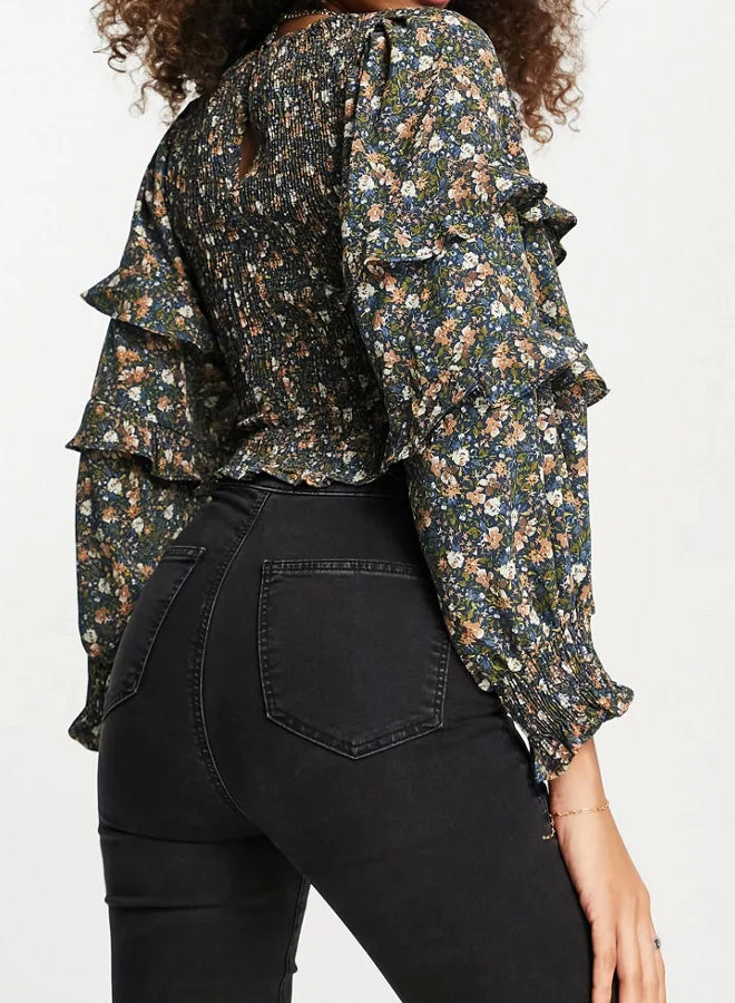 Ruffers Lantern Sleeve Floral Top