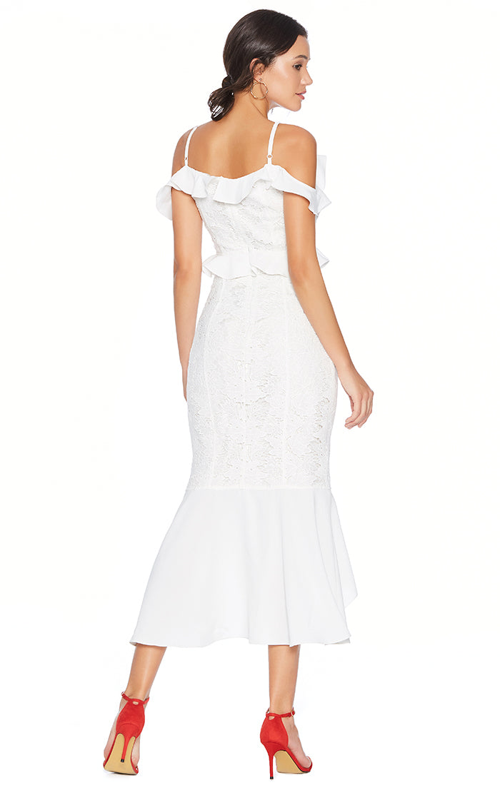 Off-Shoulder Lace Slip Dress