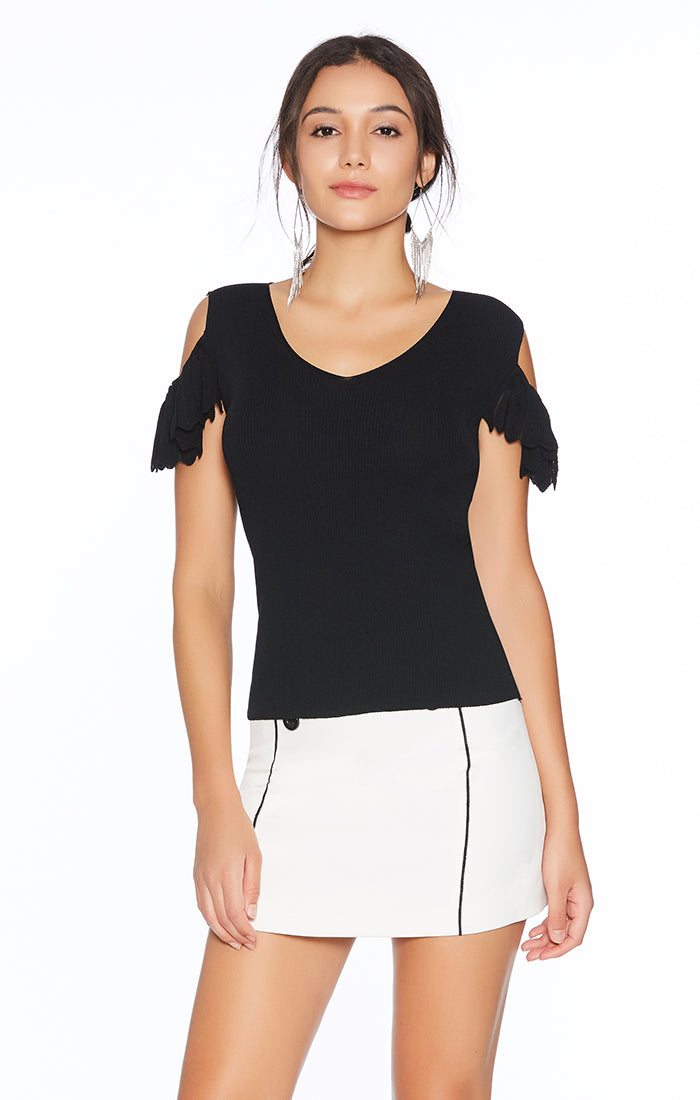 V-Neck Off-Shoulder Knit Top