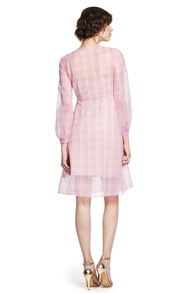 V-Neck Plaid Button-Down Dress