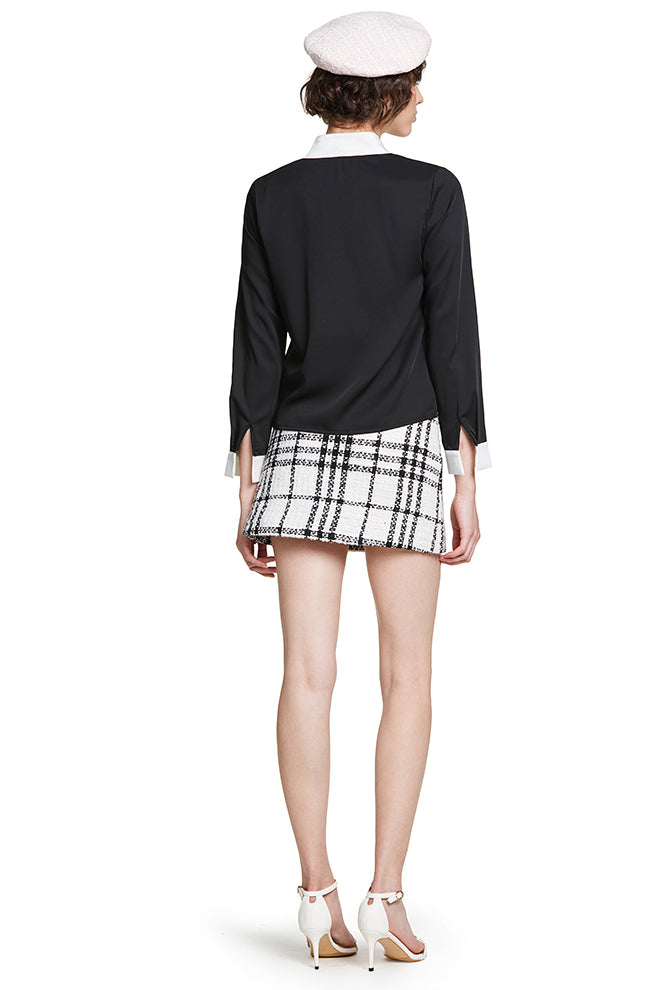 Multi-Tweed A-Line Mini Skirt