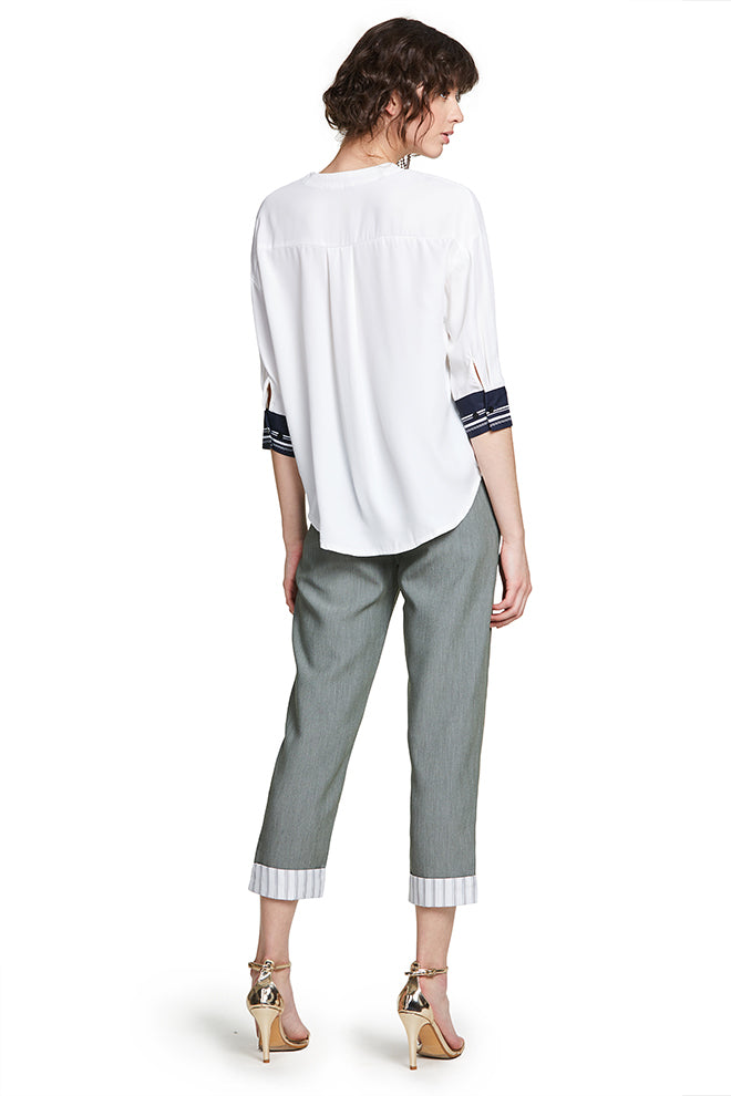 V-Neck Stripe Chiffon Top
