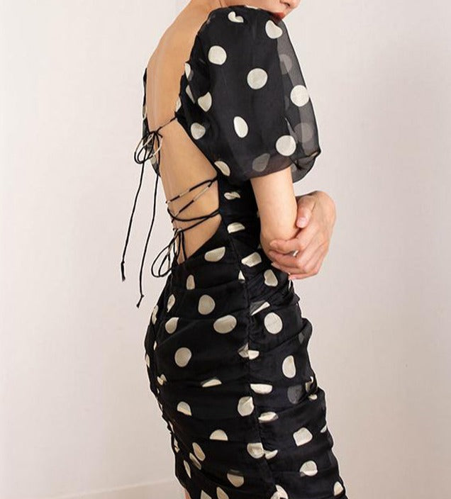 Tie-Back Ballon Sleeve Dress