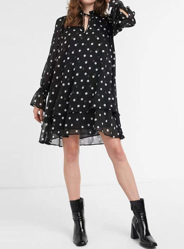 Polka-Dot Flowy Dress