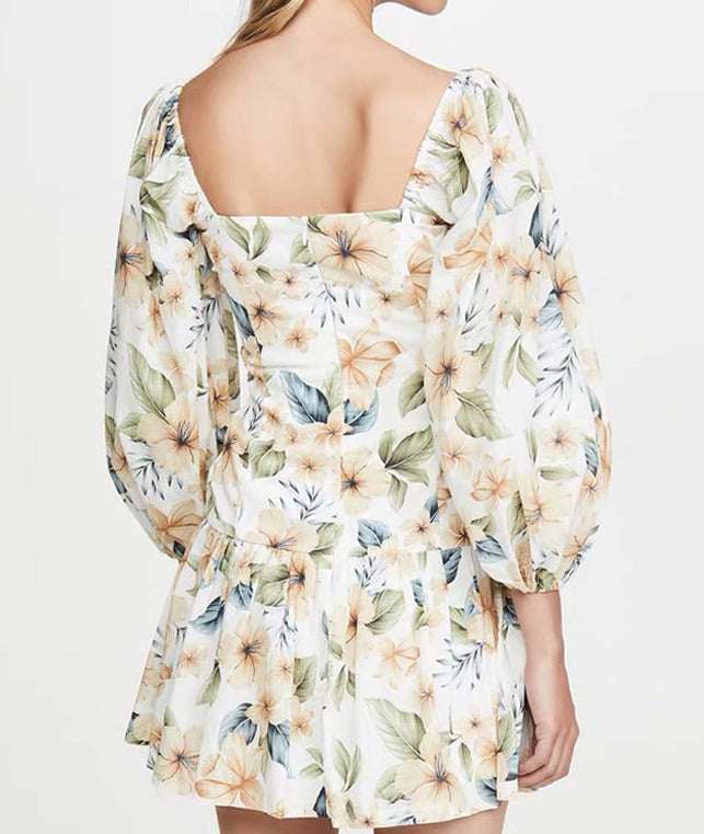 Puff Sleeve Pleated Dress
