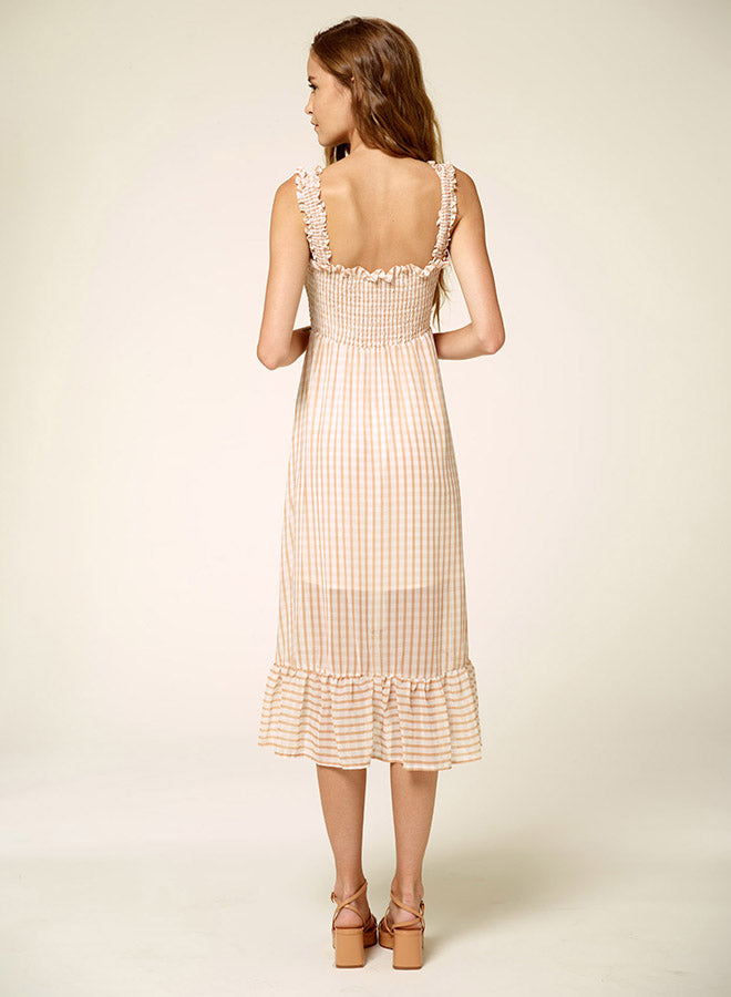Smocked Gingham Tiered Dress