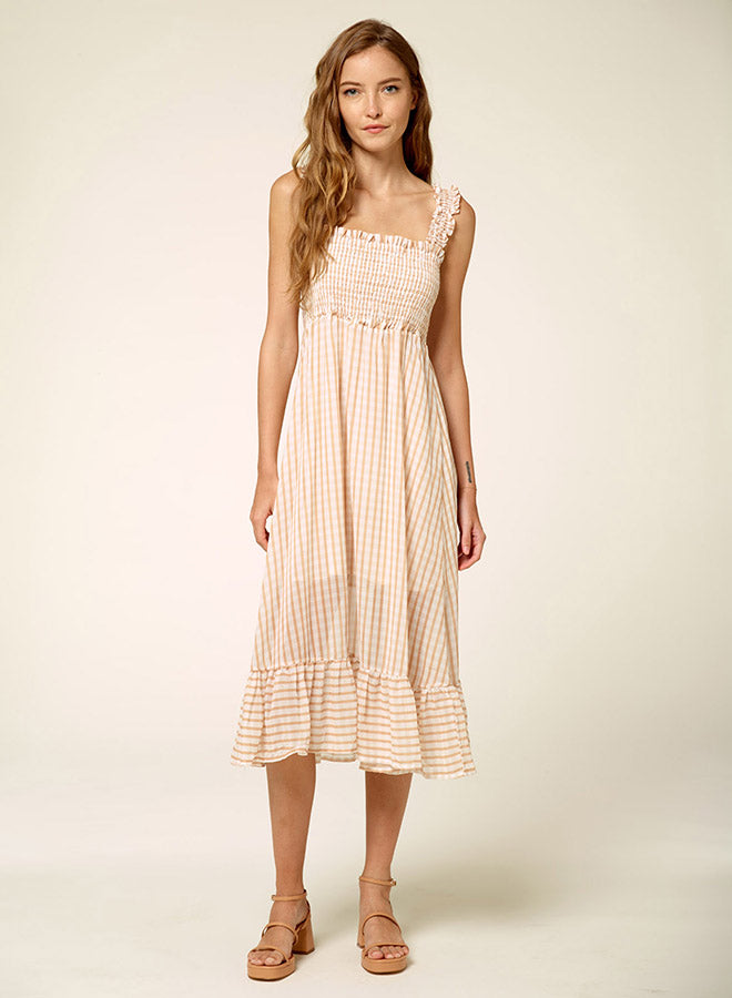 Smocked Gingham Tiered Dress