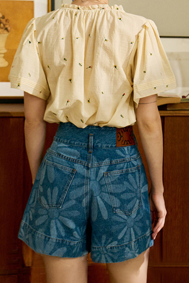 Embroidered Short Sleeve Top