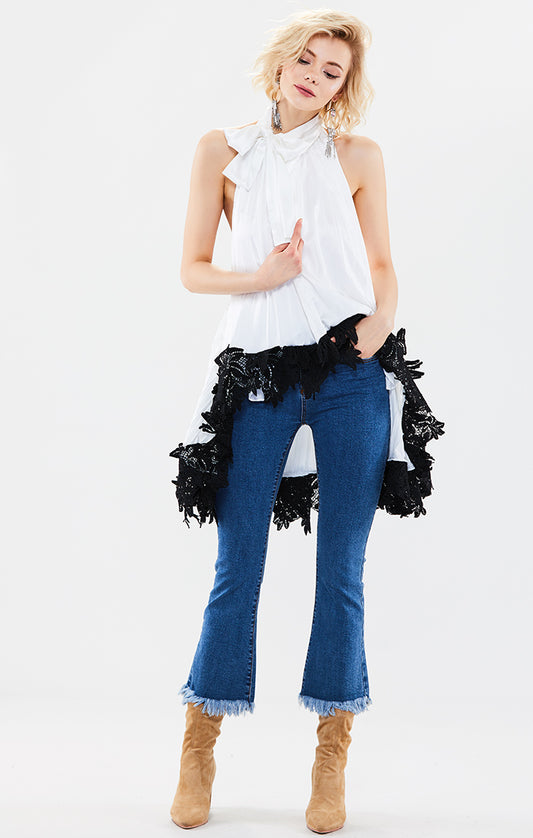Halter Pleated Backless Dress